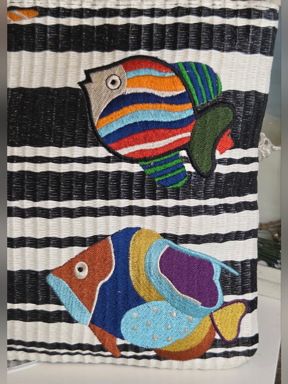 Sam Edelman Multicolor Fish Embroidered Stripe Clutch - Picture 3 of 8